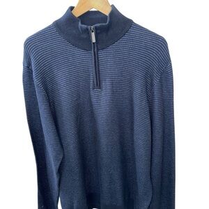 Perry Ellis 1/4 Zip XXL Navy Blue Dark Sapphire Mens Sweater NWT Long Sleeve